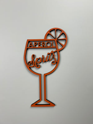 Schriftzug 3D aus Holz "APEROL SPRITZ GLAS"