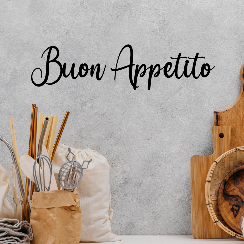 Schriftzug 3D aus Holz "Buon Appetito" | Holz Schriftzug | Wandtattoo Holz | Wanddeko