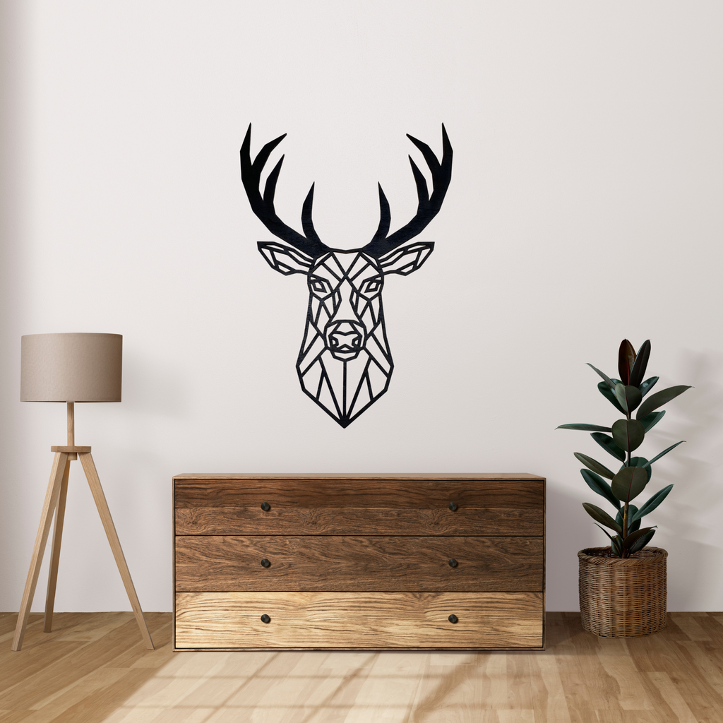 Wanddekoration Hirsch aus Holz | Polygon | Wandtattoo