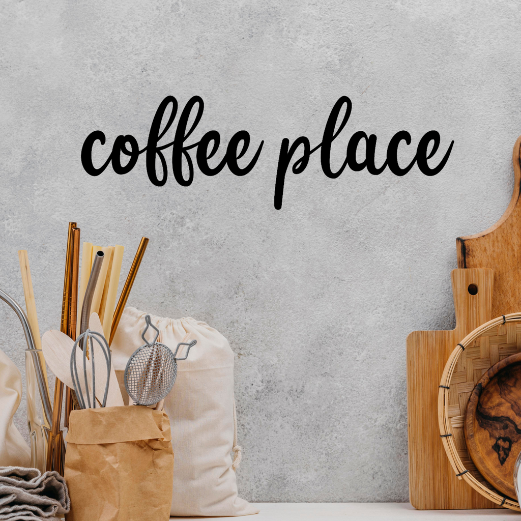 Schriftzug 3D aus Holz "coffee place" | Holz Schriftzug | Wandtattoo Holz | Wanddeko