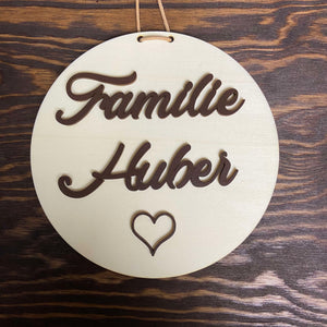 personalisiertes 3D Schild - Familie