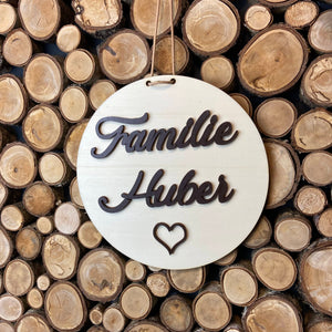 personalisiertes 3D Schild - Familie